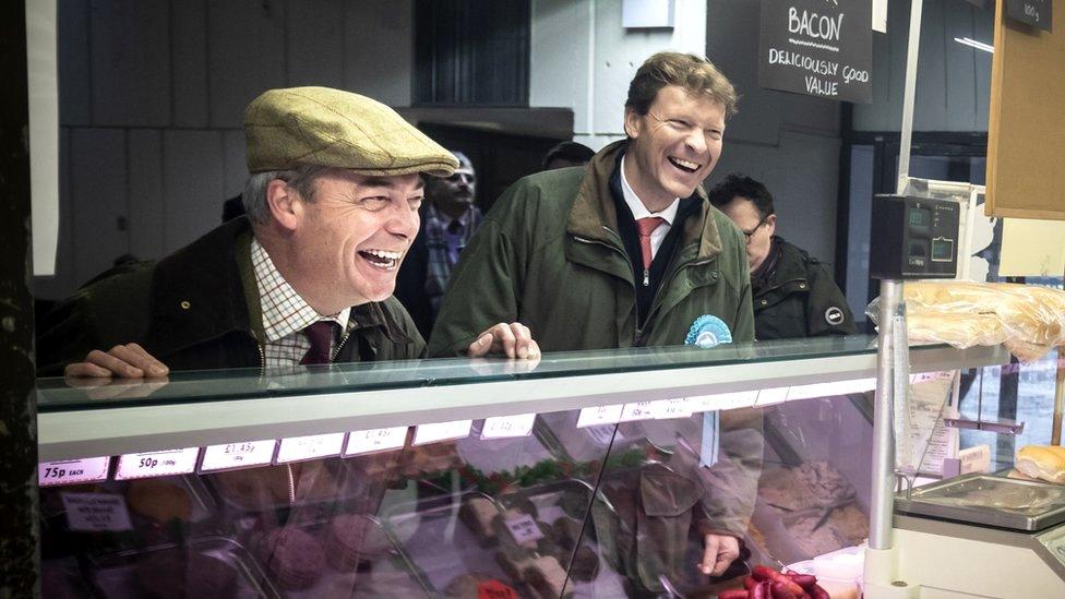 Nigel Farage (left) and Richard Tice (right) of the Brexit Party, in Hartlepool (23 Nov)