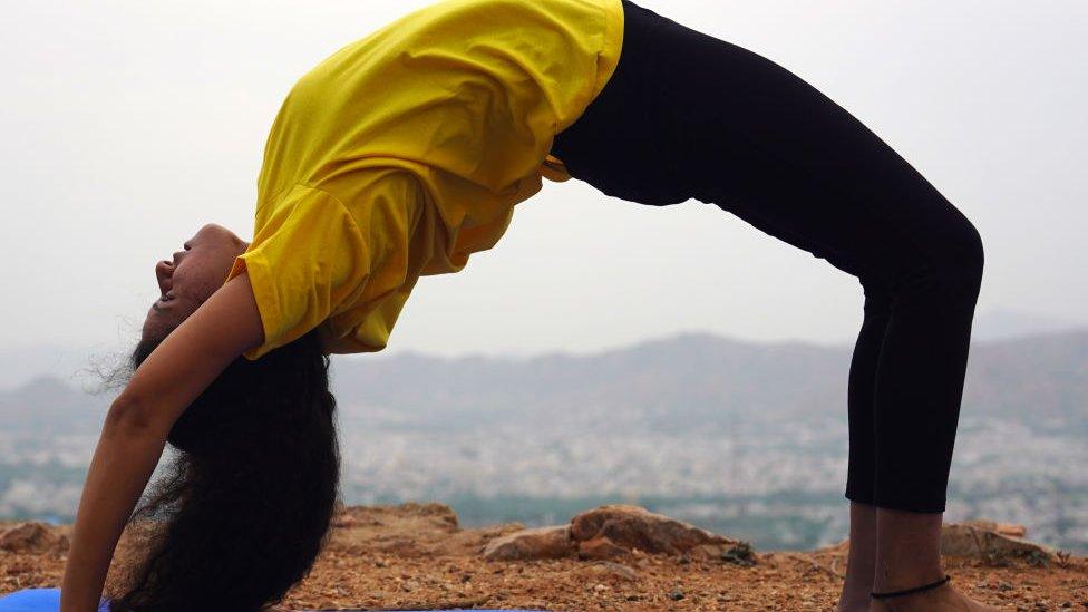 Indian Girl Tanvi Sharma Practices Yoga Ahead of The International Yoga Day in Ajmer, In the Indian State of Rajasthan on 19 June 2021.