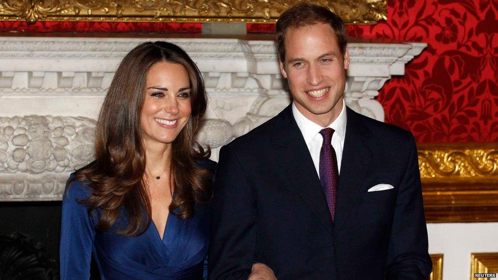 Kate Middleton and Prince William at the time of their engagement