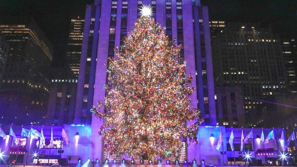 Christmas tree outside Rockerfeller Center in New York