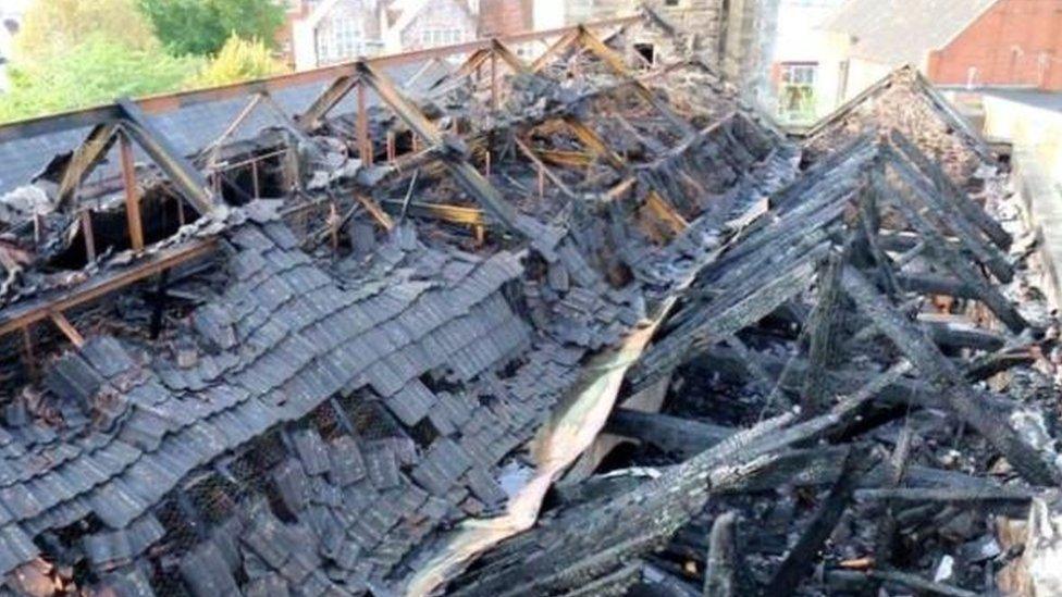 Church roof after the fire