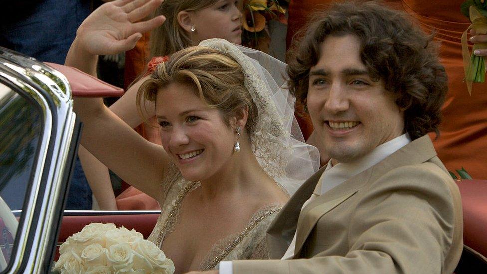 Justin Trudeau and his wife Sophie Gregoire on their wedding day