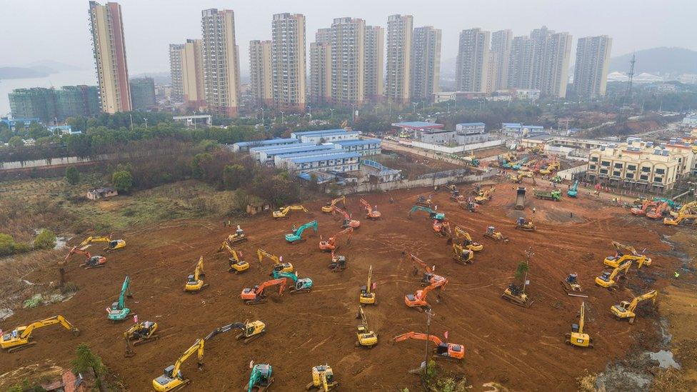 A new hospital in Wuhan which is under construction