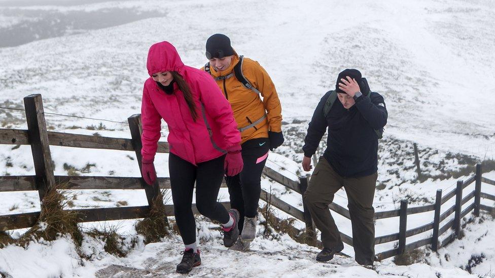 Snow at Mam Tor in Derbyshire 3/1/21