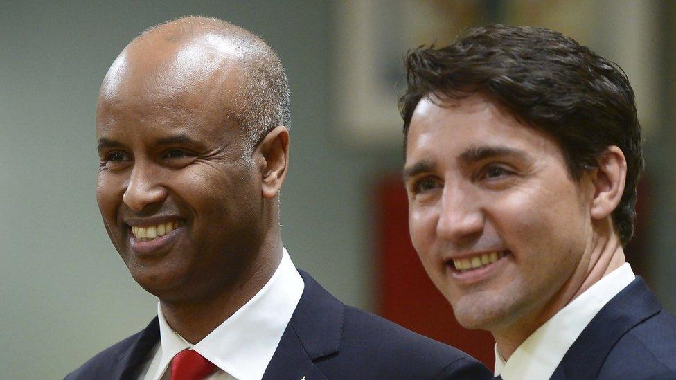 Ahmed Hussen and Justin Trudeau