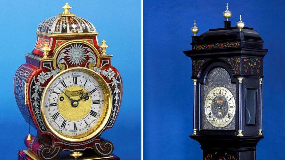 Clocks made by Thomas Tompion and John Harrison