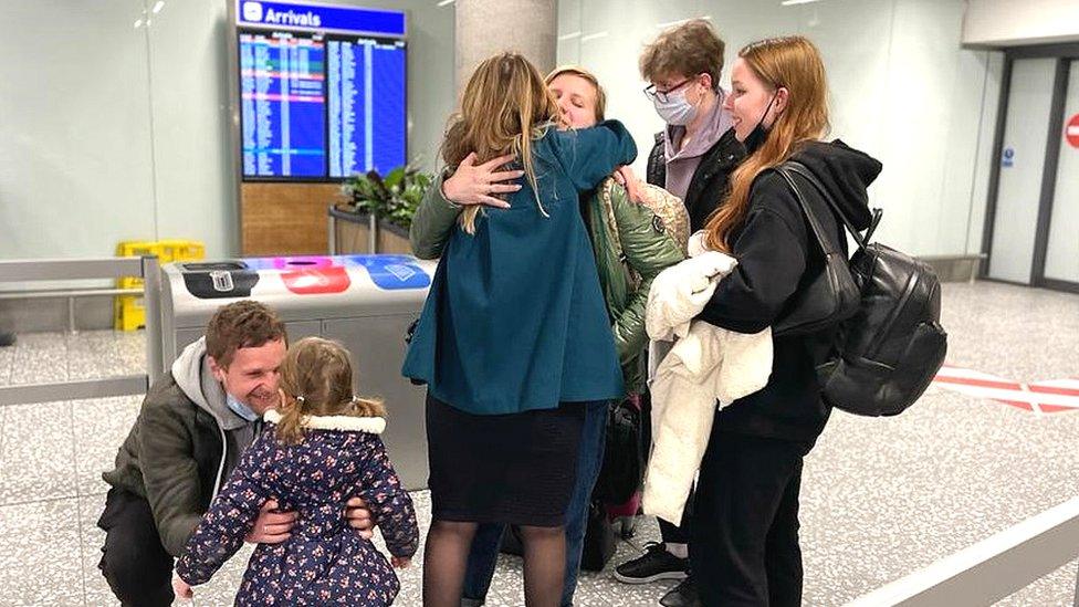 Ukrainian family reunion at Bristol Airport