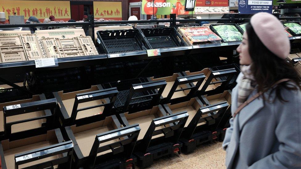 Empty supermarket shelves