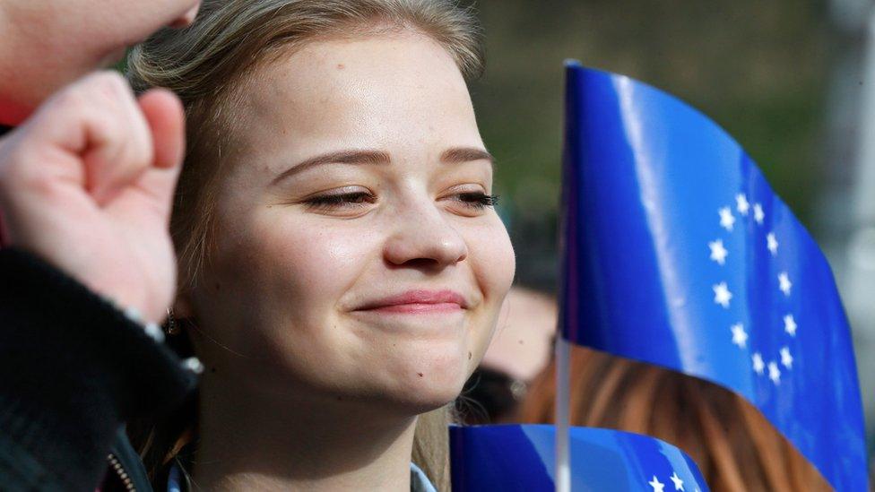 Ukrainian students show their support for the EU agreement (5 April)