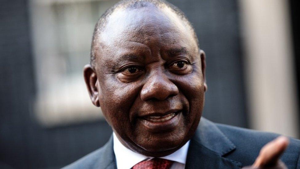 South Africa President Cyril Ramaphosa speaks to the media in Downing Street following a meeting with British Prime Minister Theresa May on April 17, 2018 in London, England.