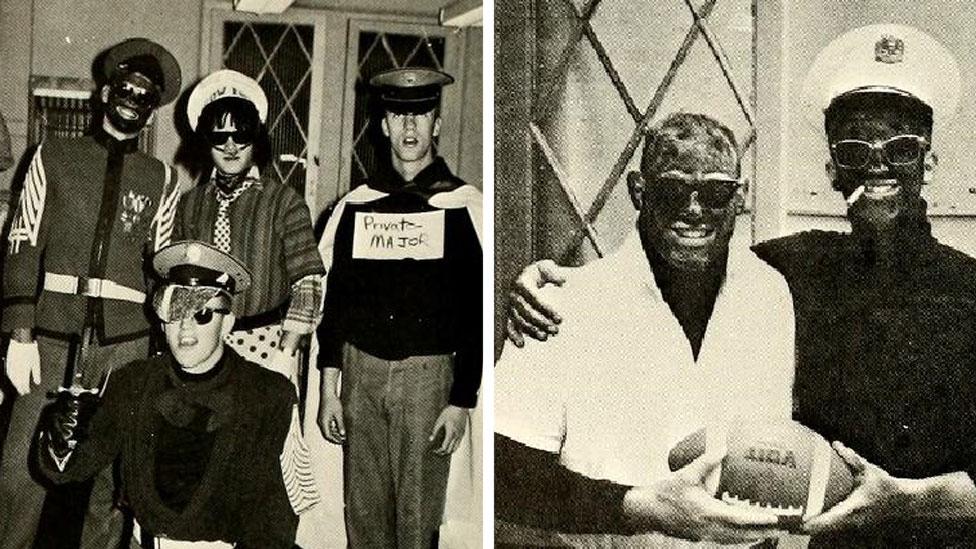 Photos showing students in blackface