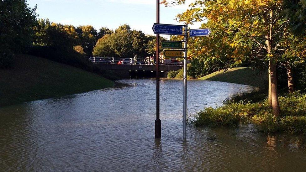 The flood under the underpass