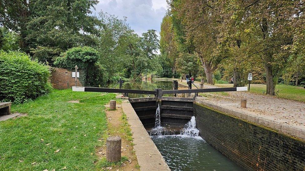 A lock with water flowing though it