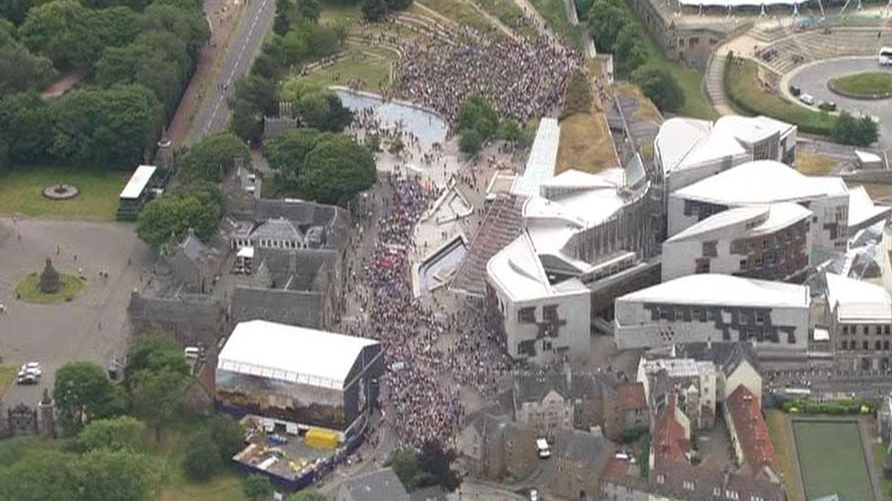 Crowds at the Edinburgh protest