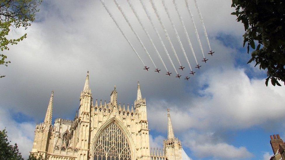 Red Arrows over York Minster