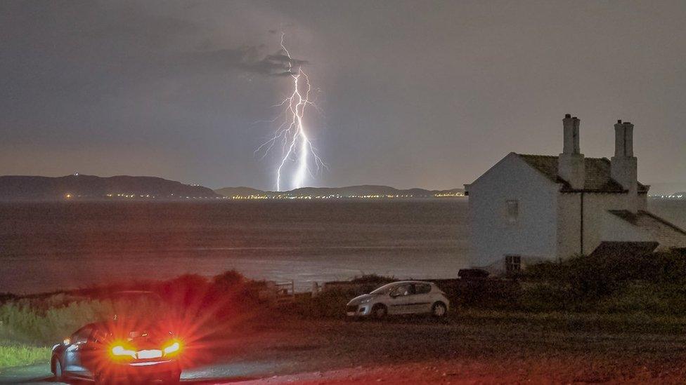 Lightning in the sky over Penmon