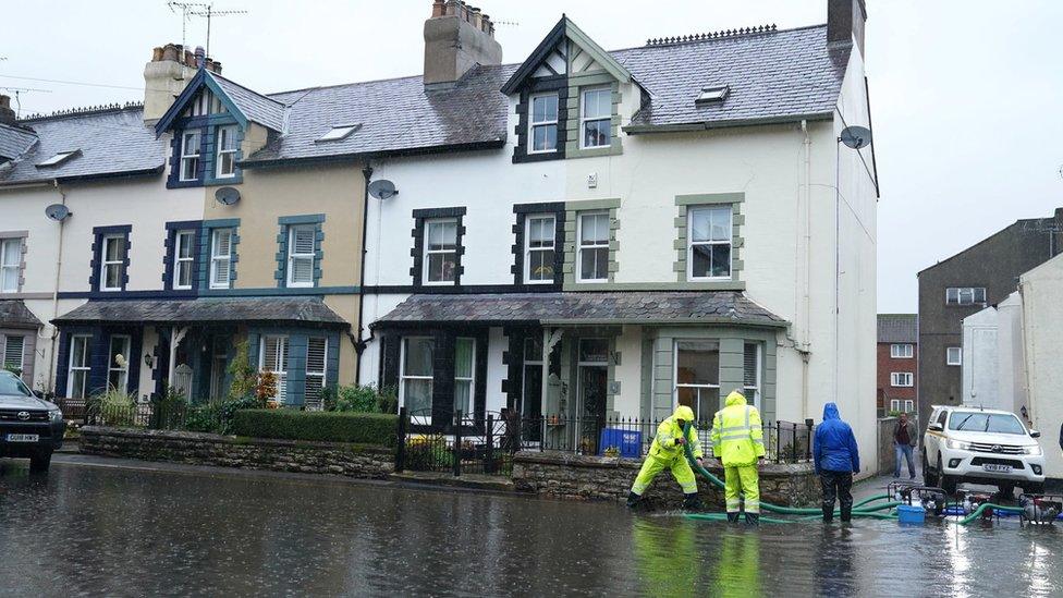 Flooded streets in Cockermouth