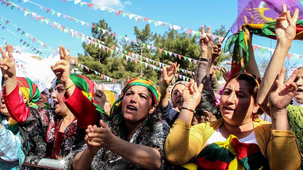 An International Women's Day demonstration in Diyarbakir, Turkey in 2016