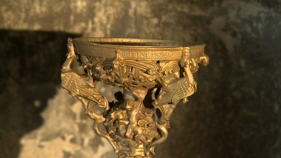 Replica candlestick in Gloucester Cathedral