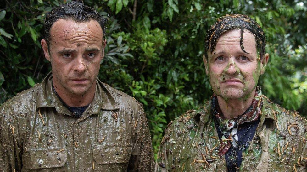 Ant and Dec covered in bugs and slime