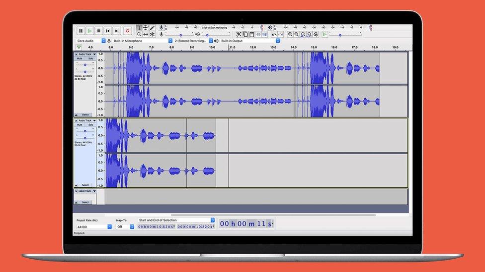 Audacity editing programme screenshot