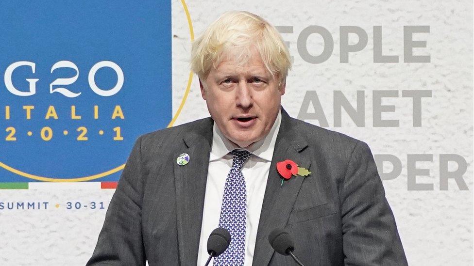 Boris Johnson speaking at the G20