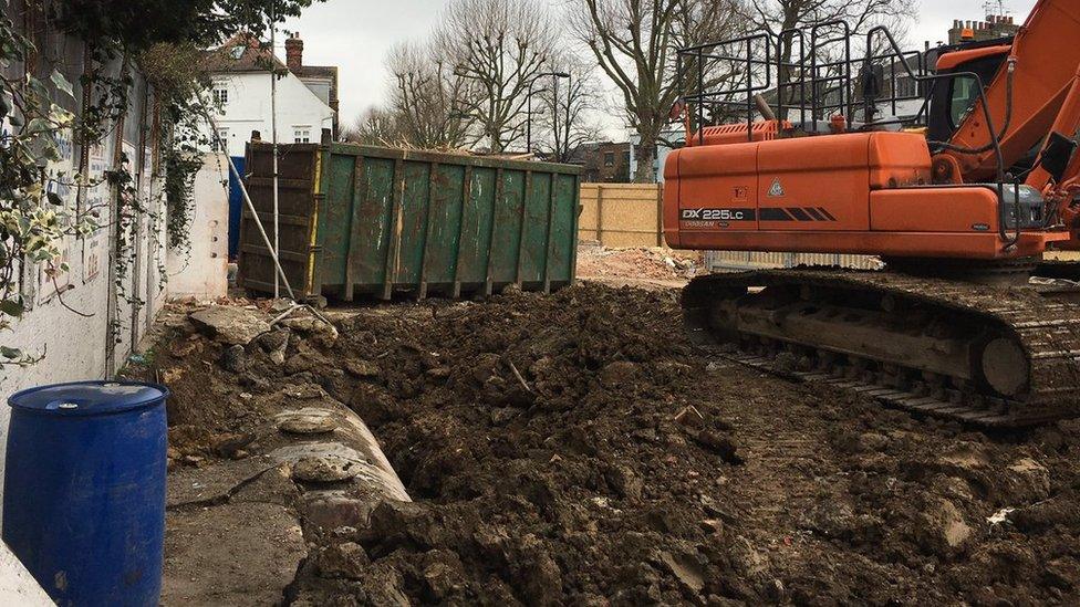 Tank buried at construction site