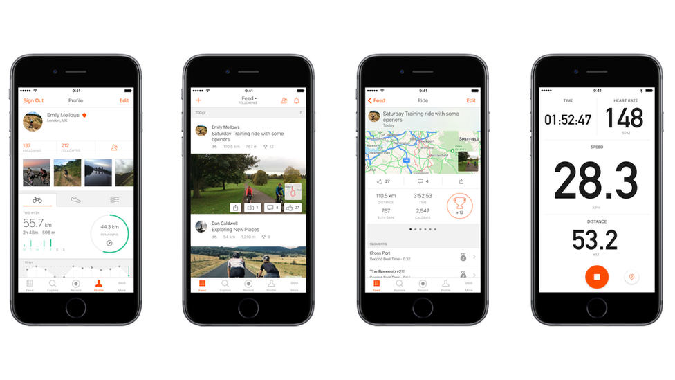 The Strava app in action