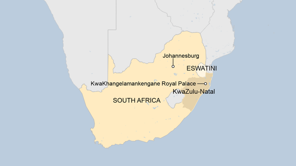 A map showing KwaZulu-Natal