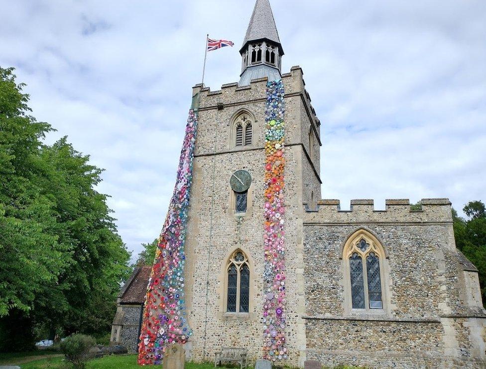 Flowers on a church