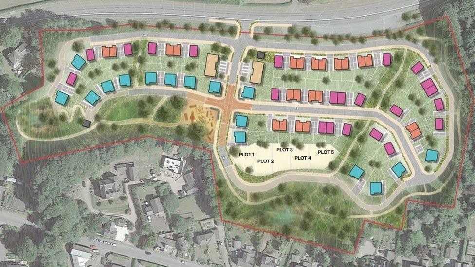 Aerial view showing proposed layout of estate