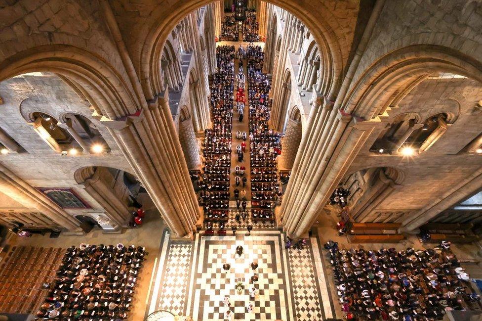 Image looking down on more than 1,300 mourners at the cathedral's service