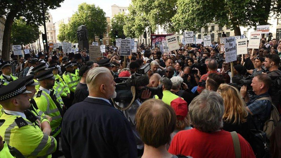 Protesters outside Downing Street