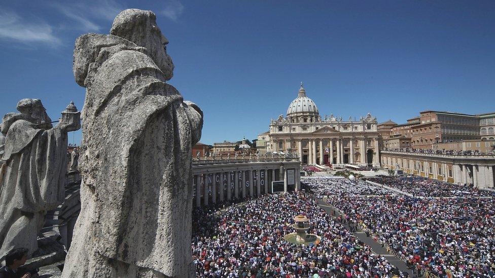 A general view of St. Peter's Square during the John Paul II Beatification Ceremony held by Pope Benedict XVI on May 1, 2011 in Vatican City