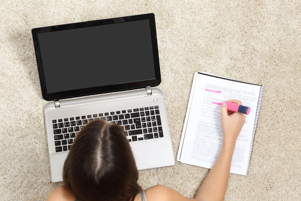 Student working at computer