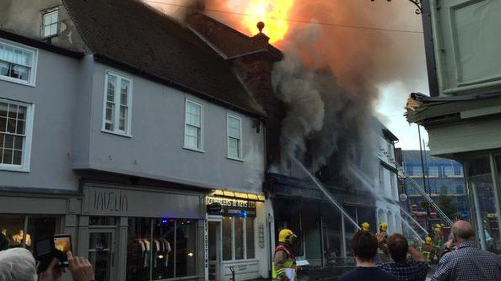 Firefighters tackling a blaze in Sudbury