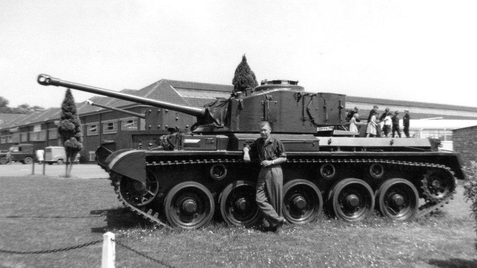 Tom Matthews Senior with a tank