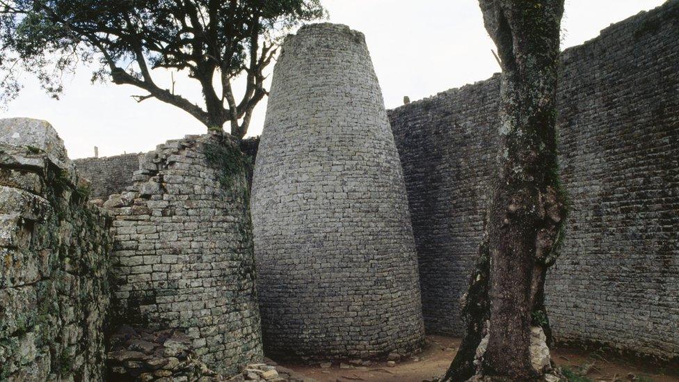 Great Zimbabwe ruins - archive shot of the conical tower