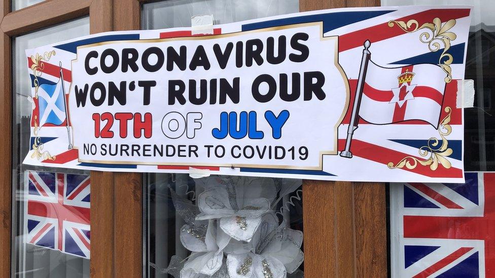 A "No surrender to Covid-19" sign was erected in Belfast