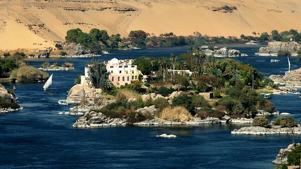 The Nile flows through the Egyptian city of Aswan around 920km (570 miles) south of the capital Cairo