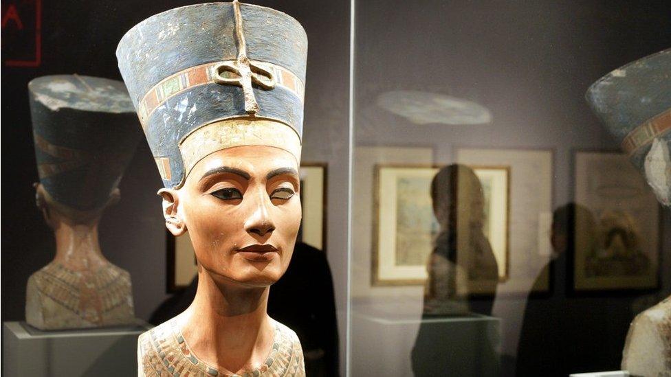 The world known bust of Egyptian Queen Nefertiti is seen at Berlin's Kulturforum, 01 March 2005