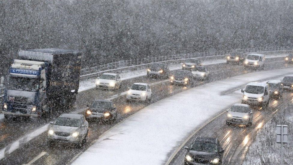 Cars in snowy conditions