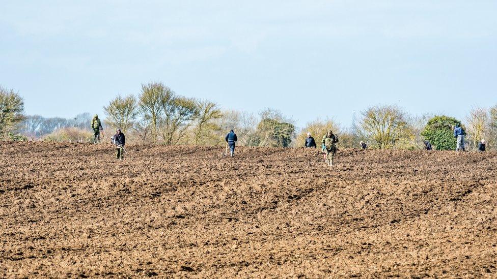 Metal detectorists in Shifford