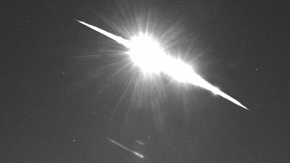 Fireball seen in the sky