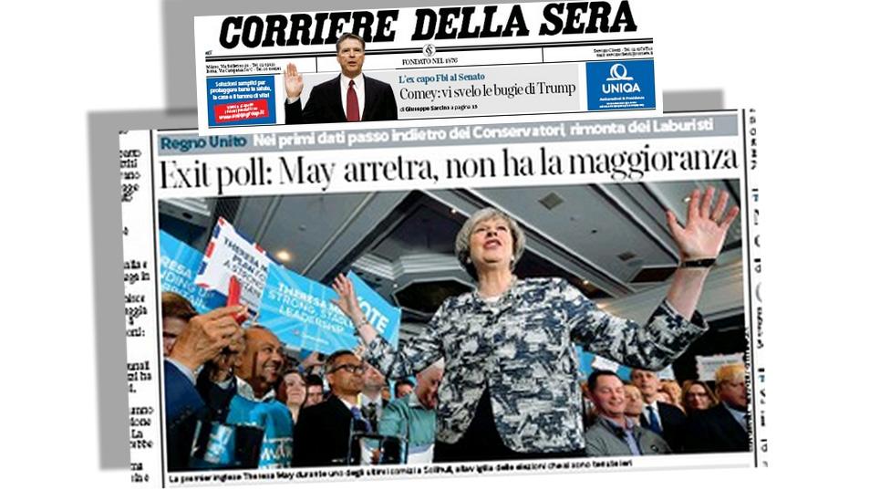 Italian paper Corriere della Sera's front page