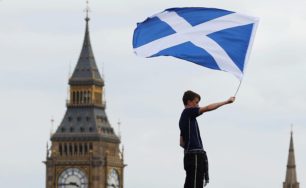 Saltire flag against Big Ben backdrop