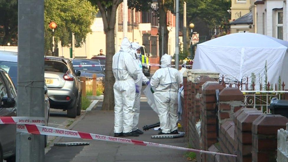 Forensic teams outside property on Corporation Road in Grangetown, Cardiff