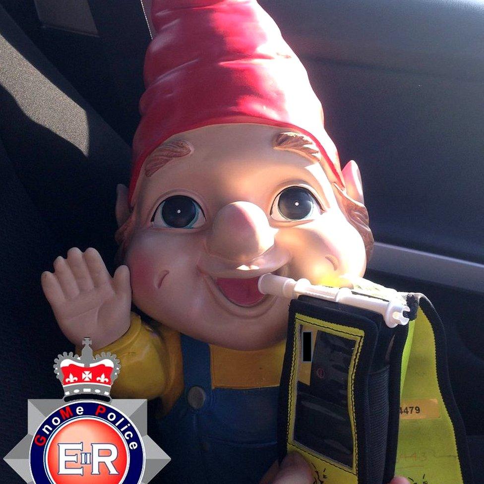 Gnorman the gnome takes a breath test