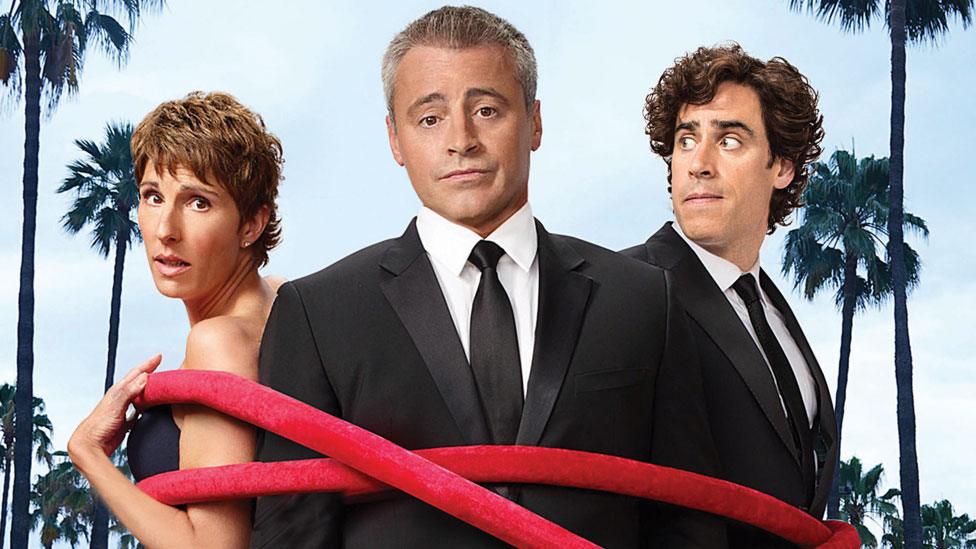 Matt LeBlanc with Episodes co-stars Tamsin Greig and Stephen Mangan