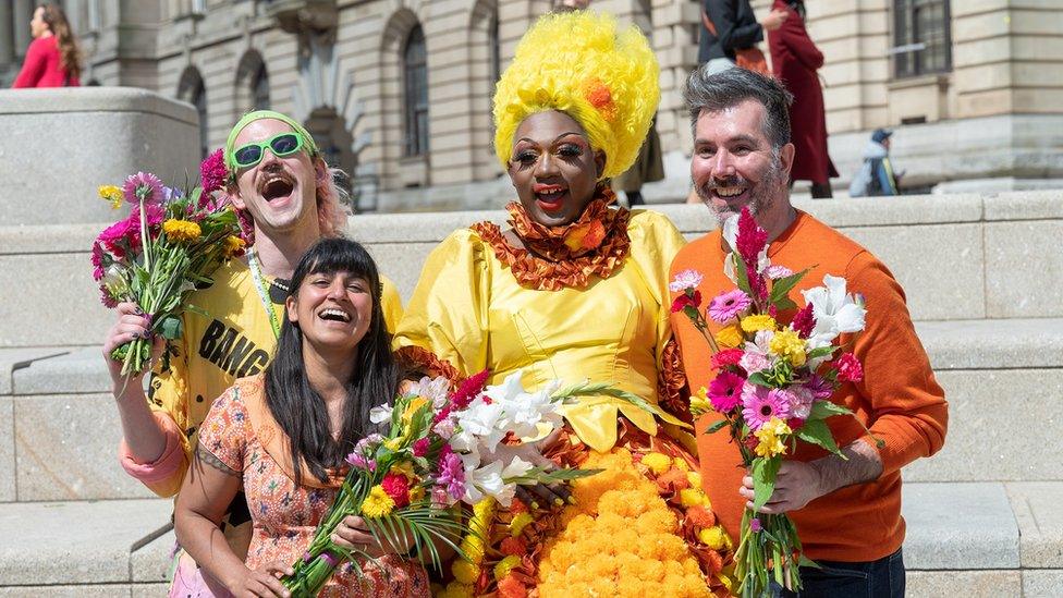 (L to R): Costume designer Joey A Frenette, Trigger creative director Angie Bual, PoliNations associate artist Yshee Black and PoliNations design director Carl Robertshaw